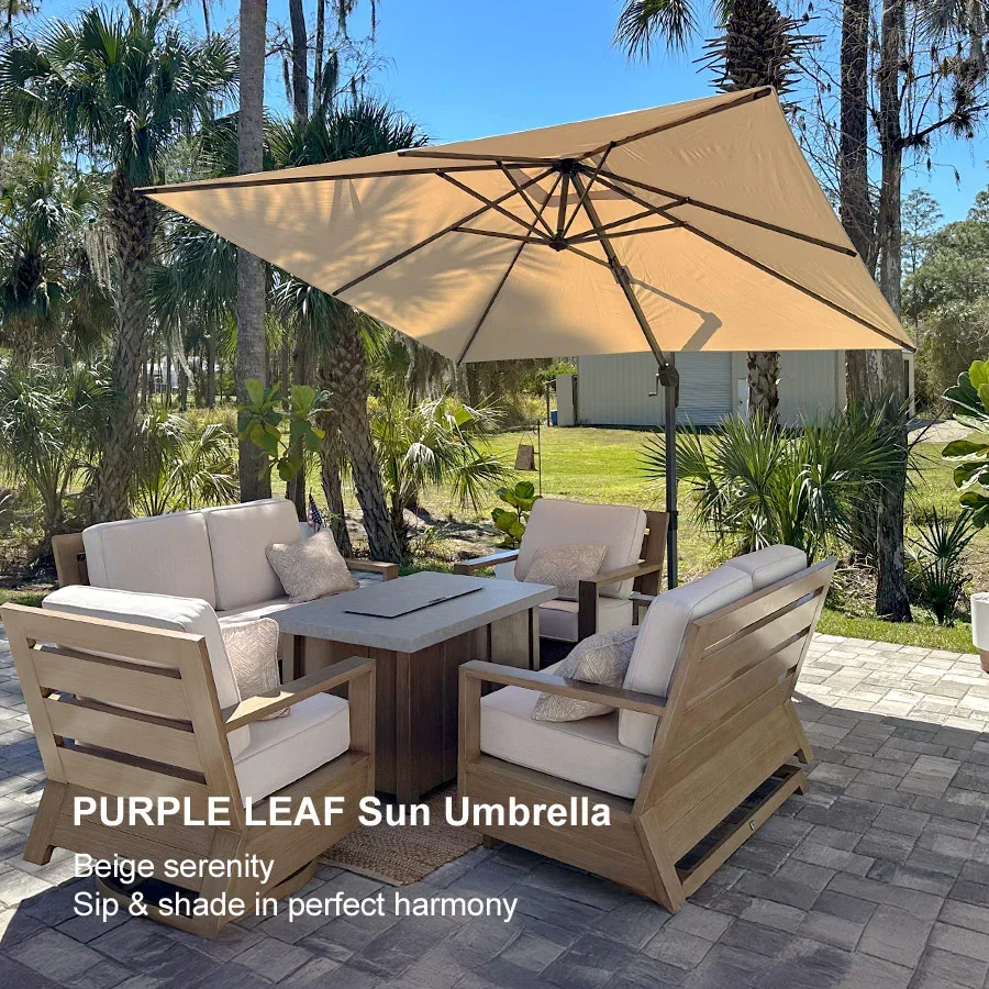 PURPLE LEAF Patio Outdoor Large Umbrella Square and Rectangular Cantilever Yard Sun Umbrellas - Image 217