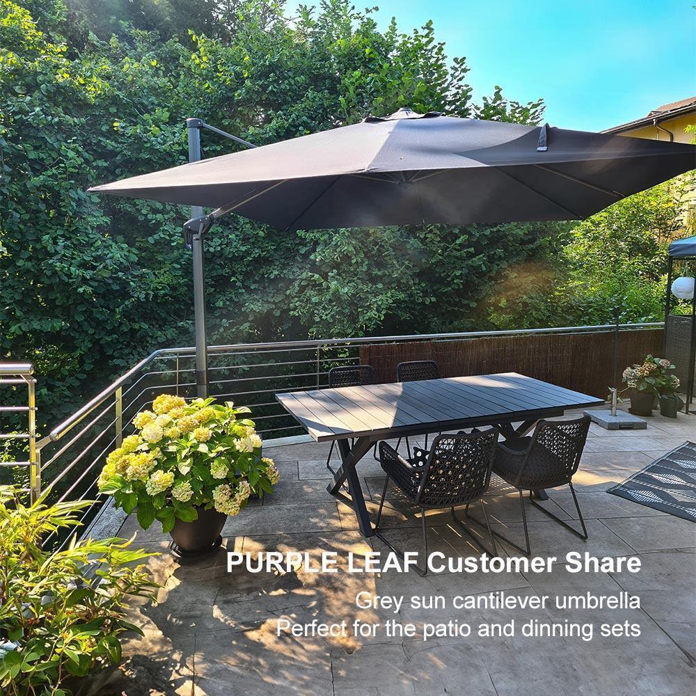 PURPLE LEAF Patio Outdoor Large Umbrella Square and Rectangular Cantilever Yard Sun Umbrellas - Image 149