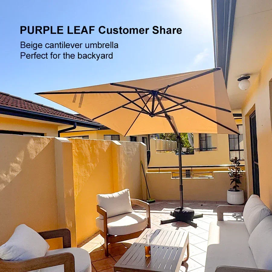 PURPLE LEAF Patio Outdoor Large Umbrella Square and Rectangular Cantilever Yard Sun Umbrellas - Image 215