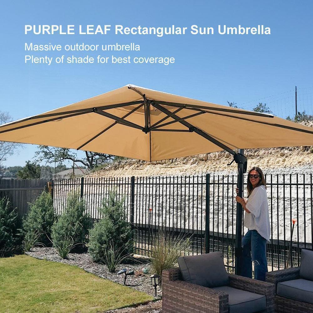 PURPLE LEAF Patio Outdoor Large Umbrella Square and Rectangular Cantilever Yard Sun Umbrellas - Image 137