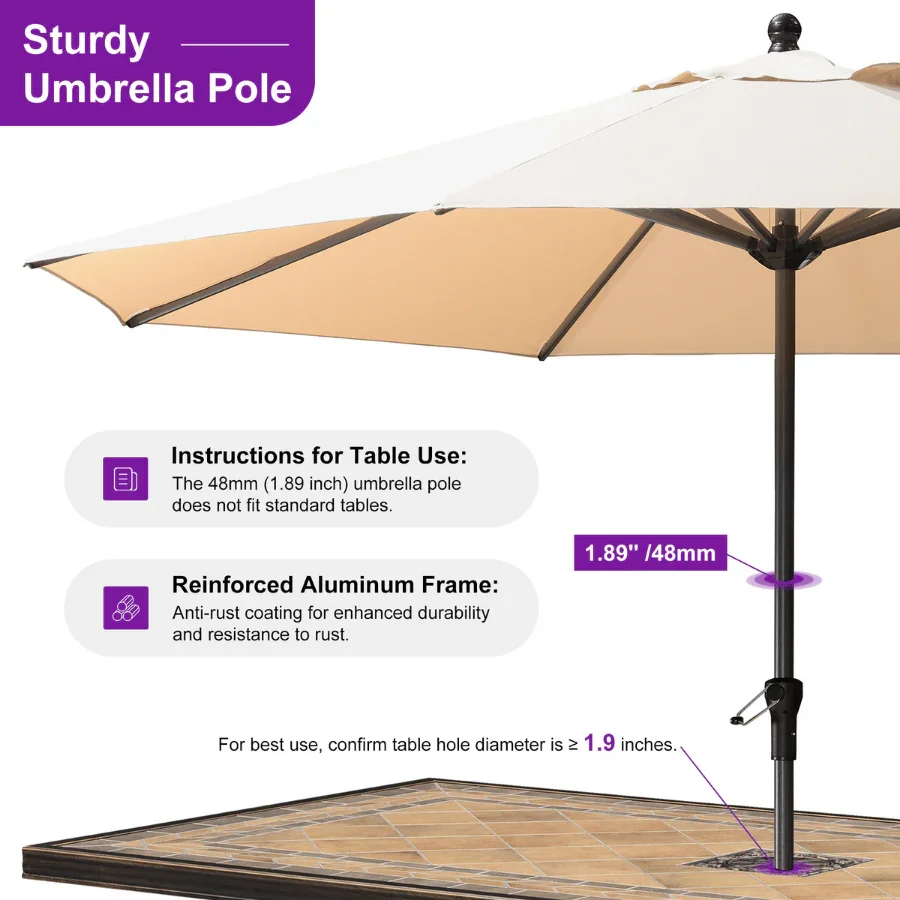 PURPLE LEAF Aluminum Market Patio Umbrella Commercial Outdoor Garden Umbrella - Image 67