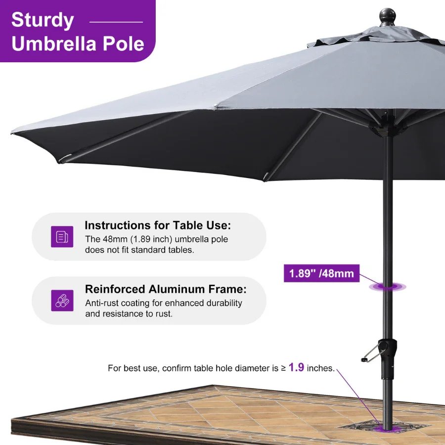 PURPLE LEAF Aluminum Market Patio Umbrella Commercial Outdoor Garden Umbrella - Image 68