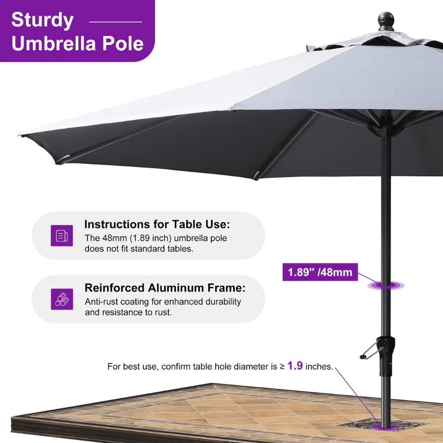 PURPLE LEAF Aluminum Market Patio Umbrella Commercial Outdoor Garden Umbrella - Image 69