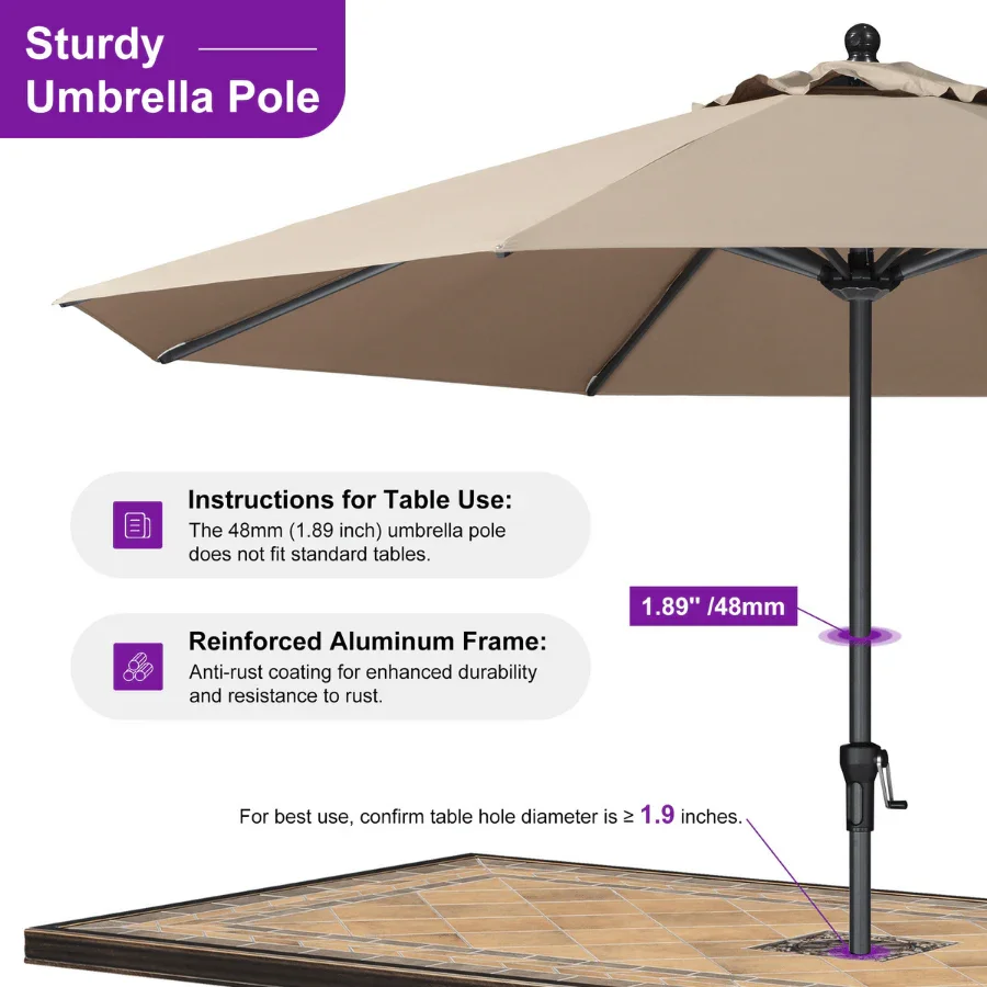 PURPLE LEAF Aluminum Market Patio Umbrella Commercial Outdoor Garden Umbrella - Image 70