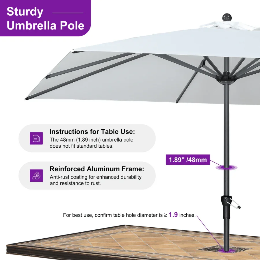 PURPLE LEAF Aluminum Market Patio Umbrella Commercial Outdoor Garden Umbrella - Image 73