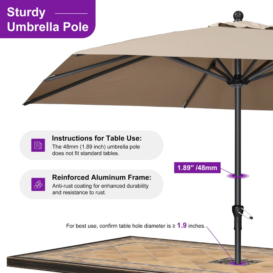 PURPLE LEAF Aluminum Market Patio Umbrella Commercial Outdoor Garden Umbrella - Image 75