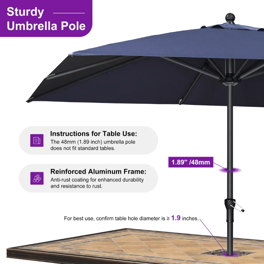 PURPLE LEAF Aluminum Market Patio Umbrella Commercial Outdoor Garden Umbrella - Image 76