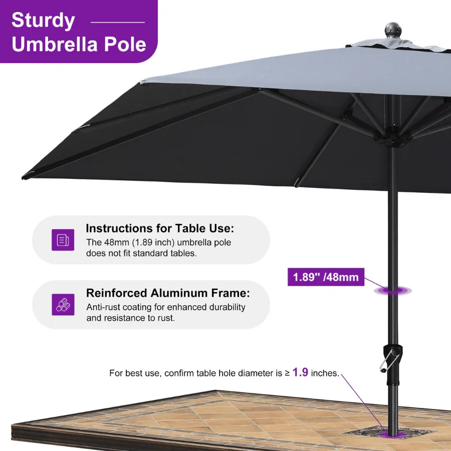 PURPLE LEAF Aluminum Market Patio Umbrella Commercial Outdoor Garden Umbrella - Image 77