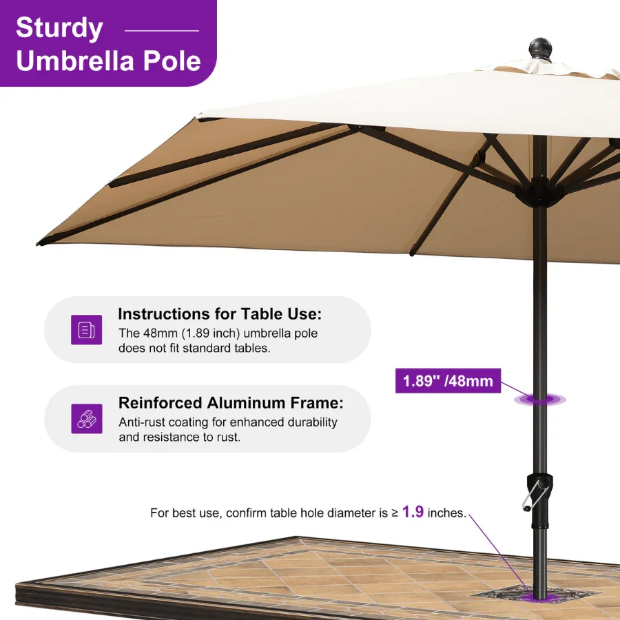 PURPLE LEAF Aluminum Market Patio Umbrella Commercial Outdoor Garden Umbrella - Image 78