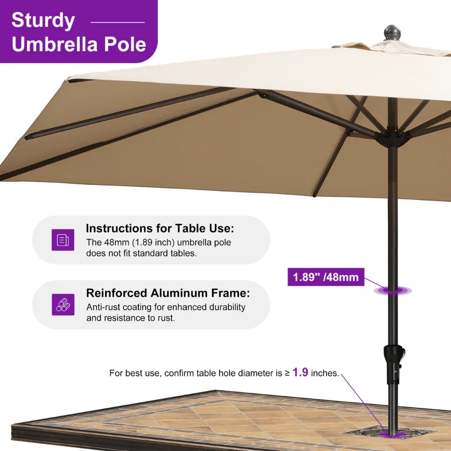 PURPLE LEAF Aluminum Market Patio Umbrella Commercial Outdoor Garden Umbrella - Image 80