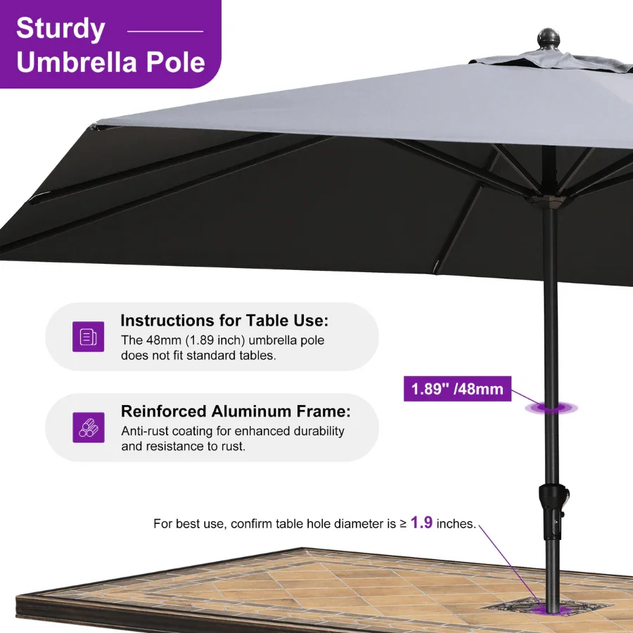 PURPLE LEAF Aluminum Market Patio Umbrella Commercial Outdoor Garden Umbrella - Image 81