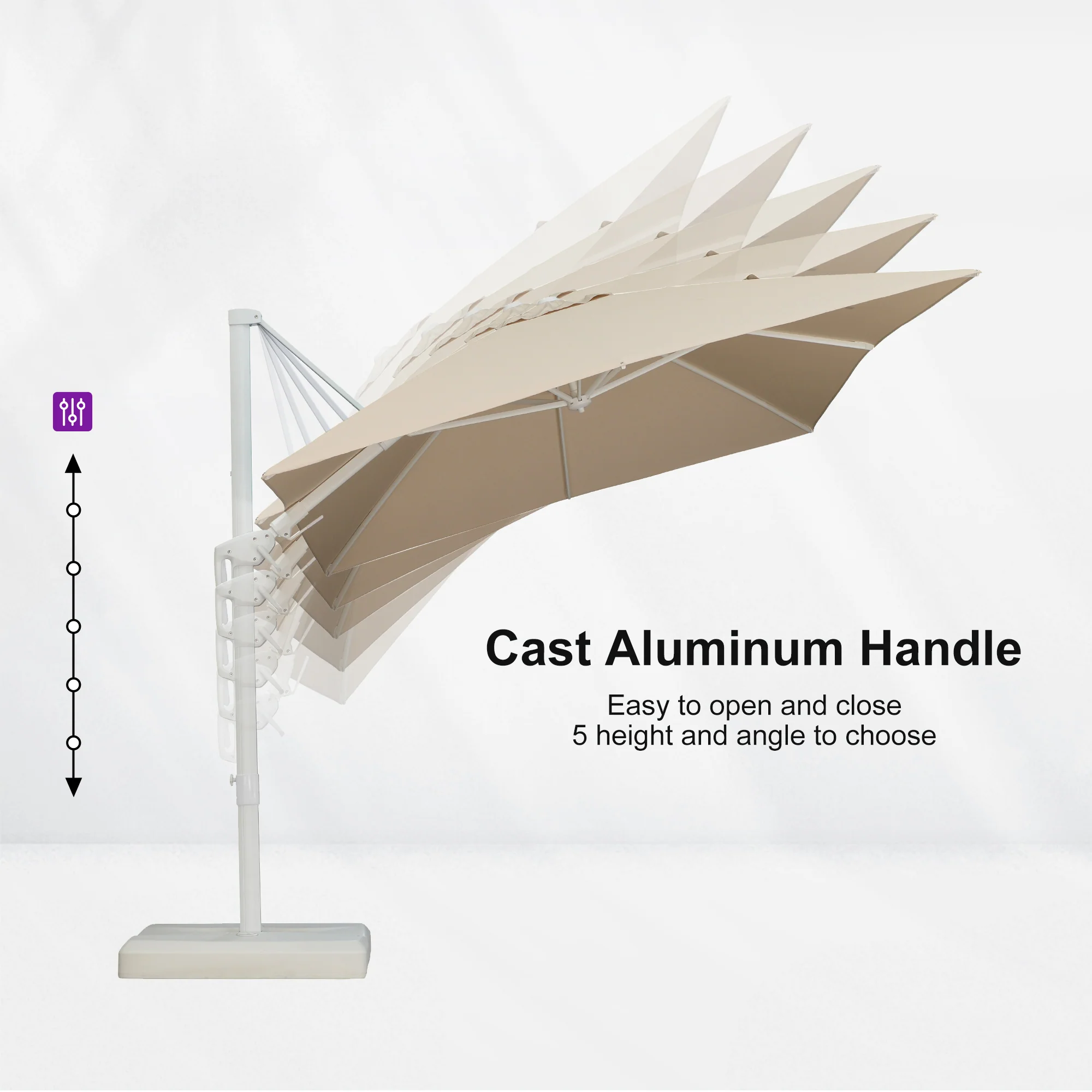 PURPLE LEAF Best White Patio Rotating Umbrella Swivel Outdoor Umbrellas - Image 11