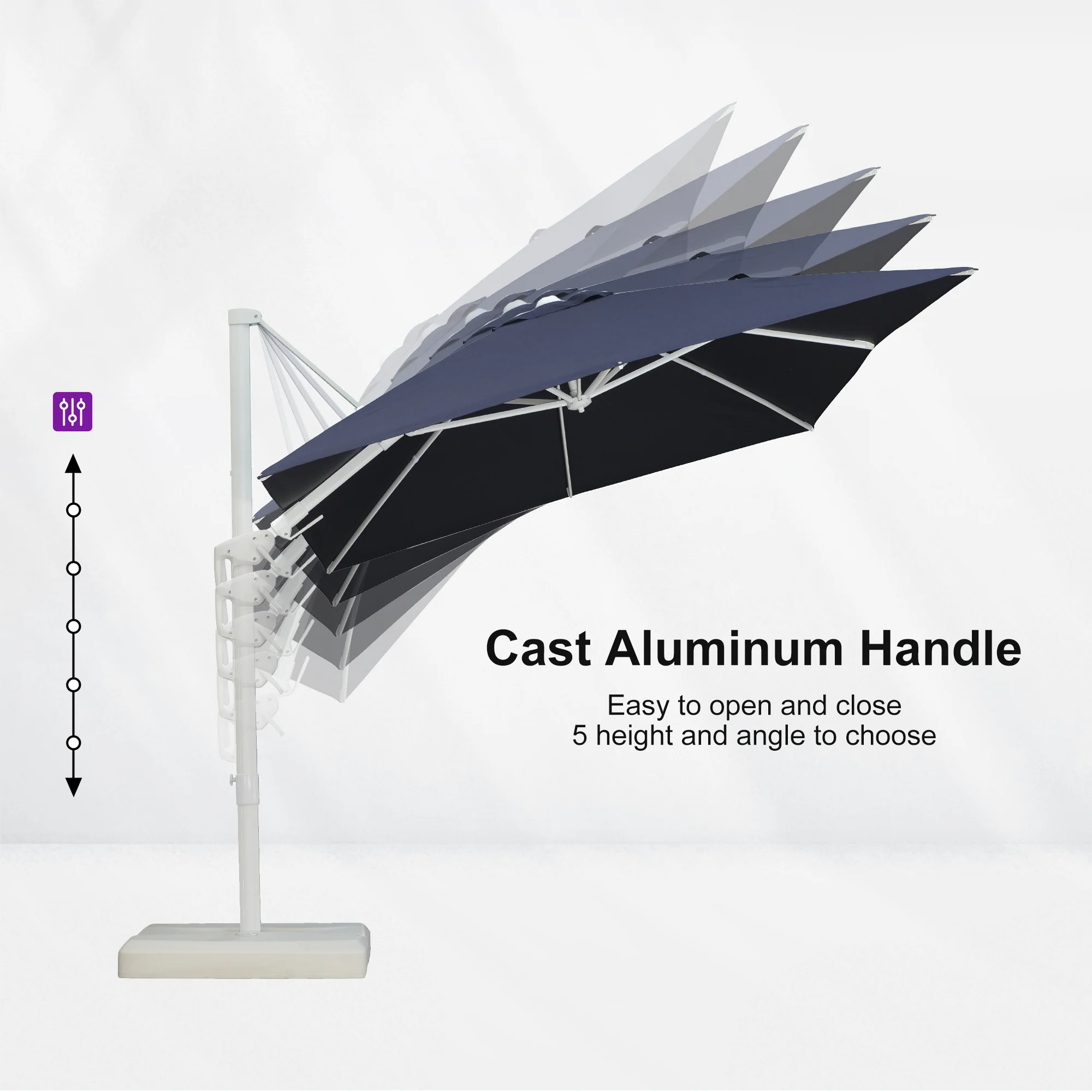 PURPLE LEAF Best White Patio Rotating Umbrella Swivel Outdoor Umbrellas - Image 19
