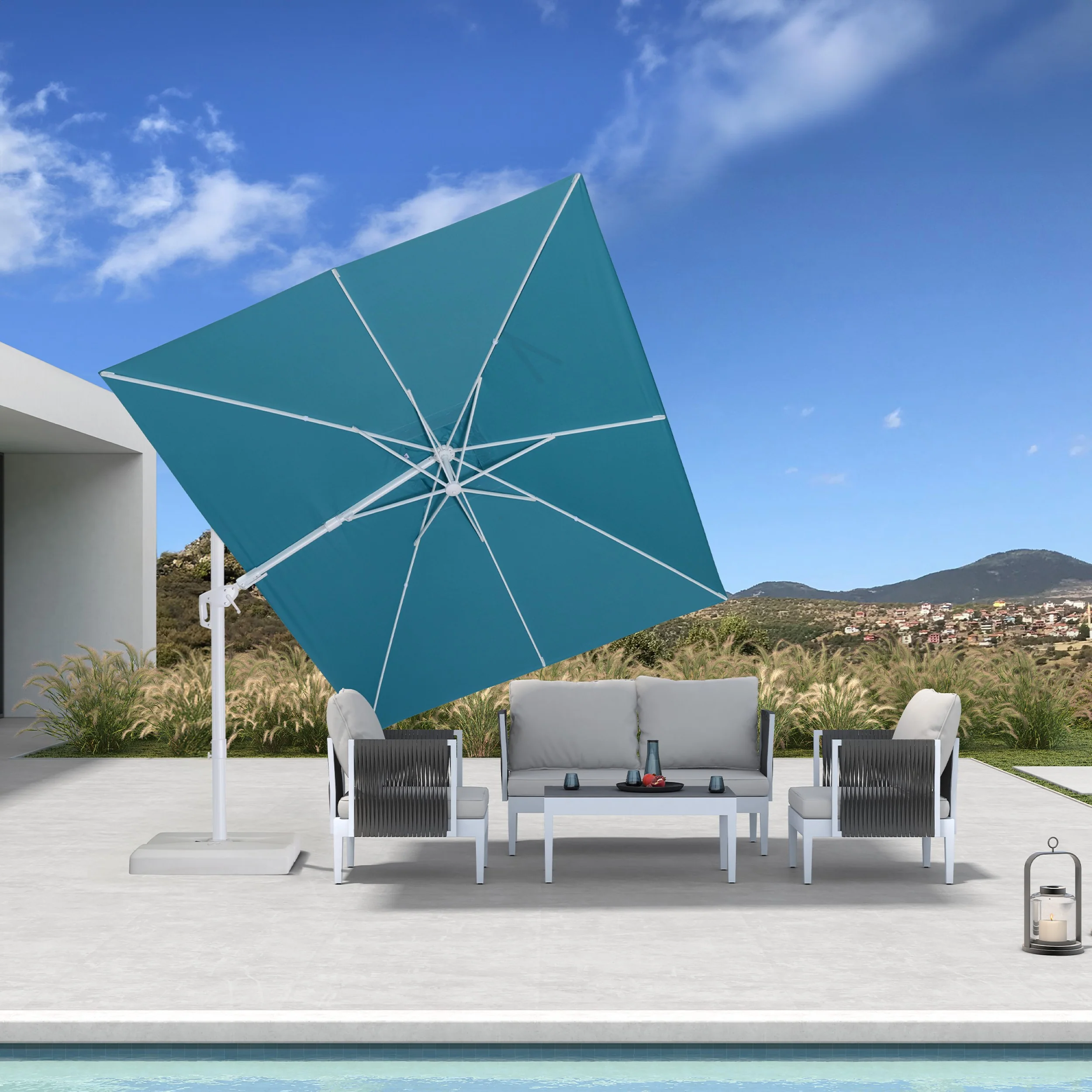 PURPLE LEAF Best White Patio Rotating Umbrella Swivel Outdoor Umbrellas - Image 26