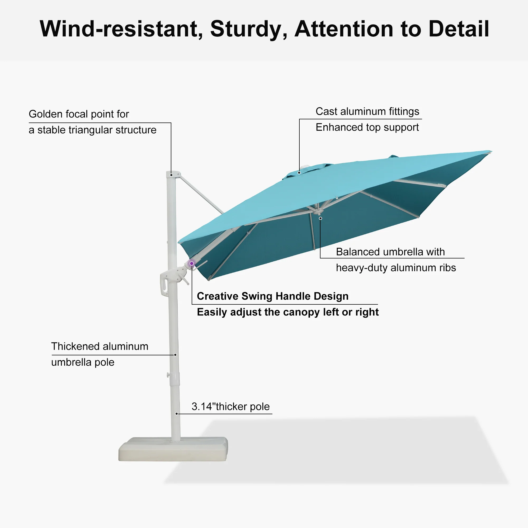 PURPLE LEAF Best White Patio Rotating Umbrella Swivel Outdoor Umbrellas - Image 31