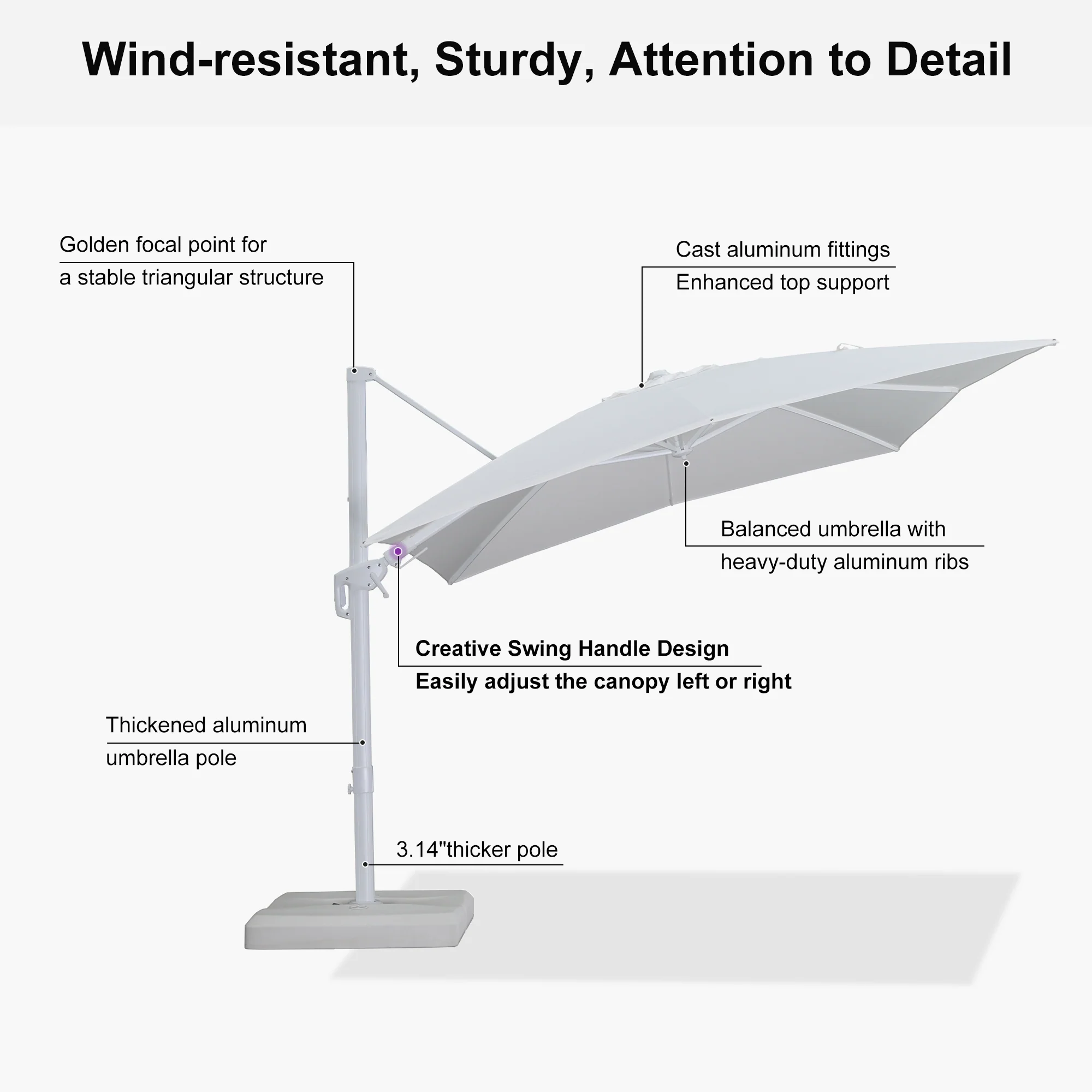 PURPLE LEAF Best White Patio Rotating Umbrella Swivel Outdoor Umbrellas - Image 39