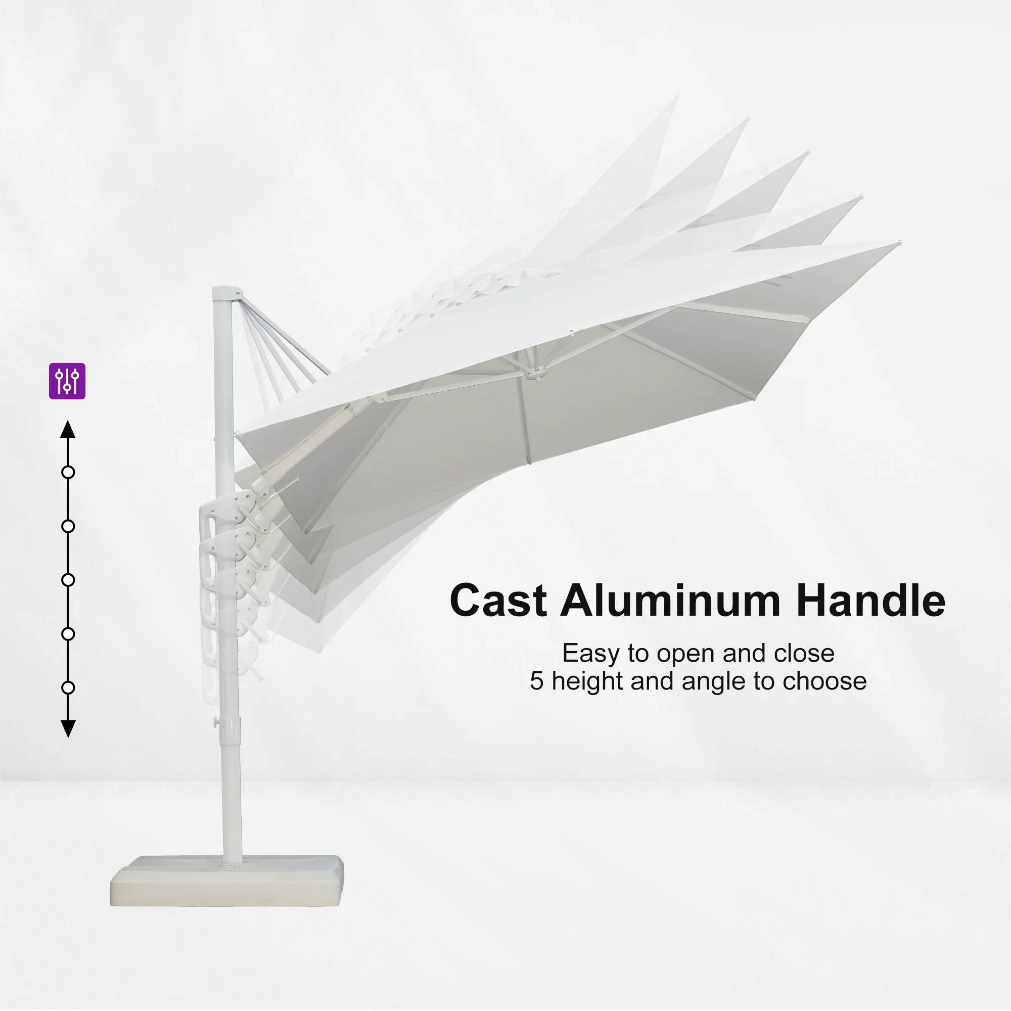 PURPLE LEAF Best White Patio Rotating Umbrella Swivel Outdoor Umbrellas - Image 4