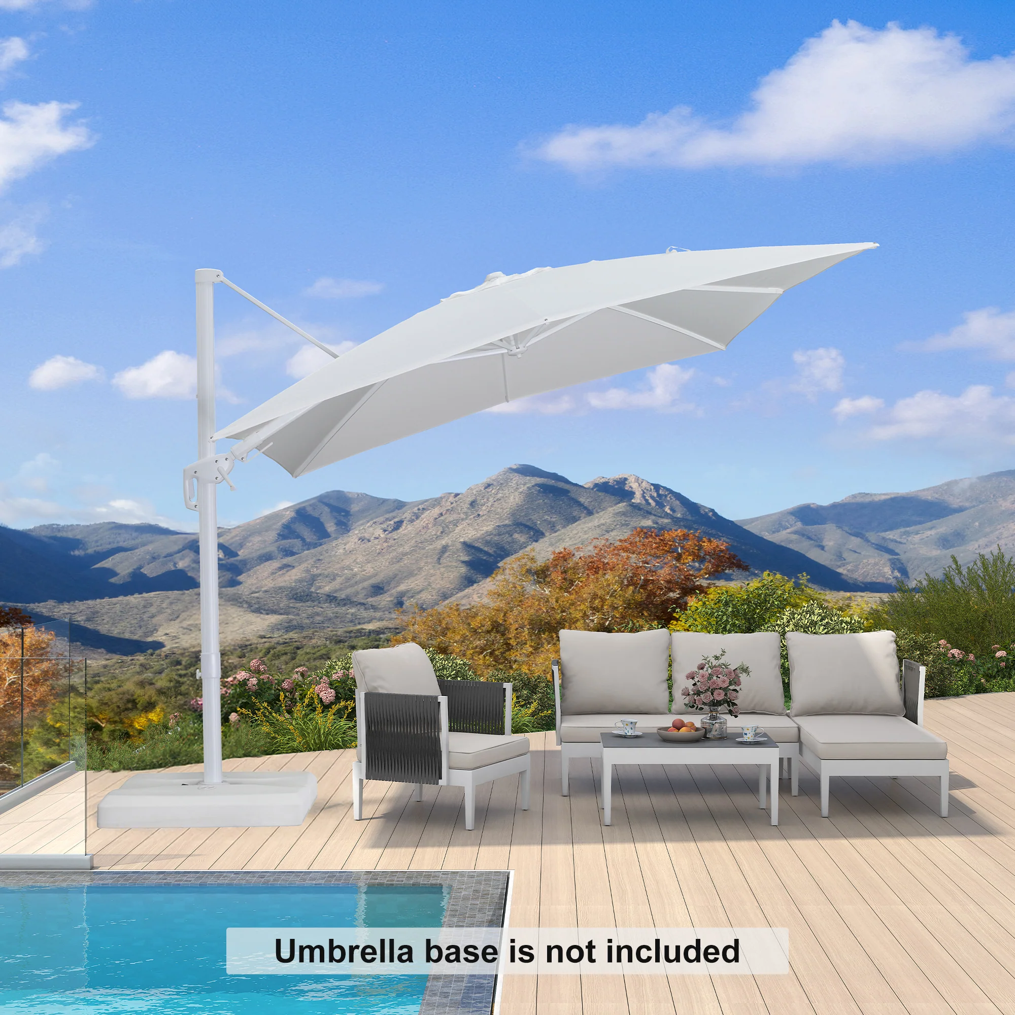 PURPLE LEAF Best White Patio Rotating Umbrella Swivel Outdoor Umbrellas - Image 41