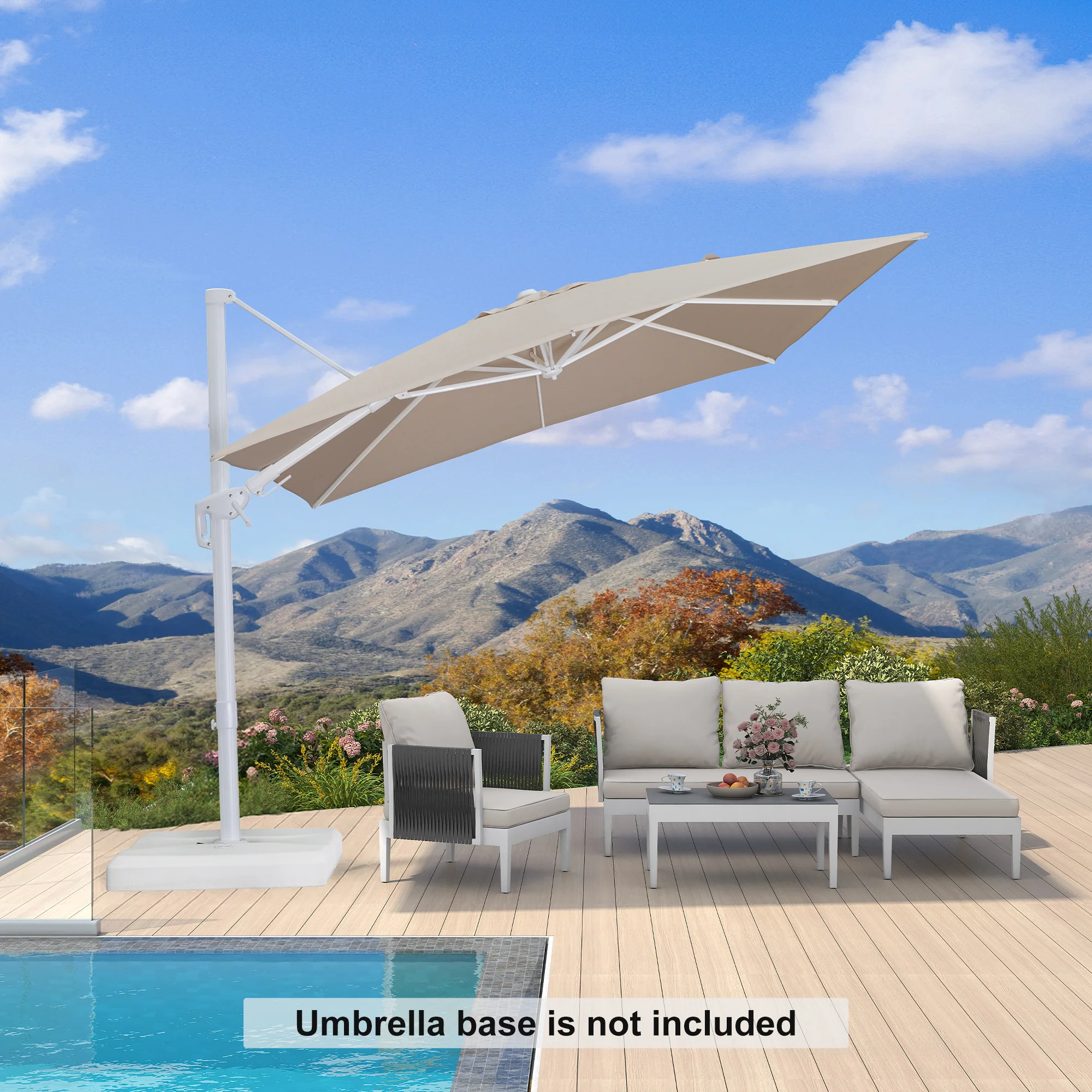 PURPLE LEAF Best White Patio Rotating Umbrella Swivel Outdoor Umbrellas - Image 49