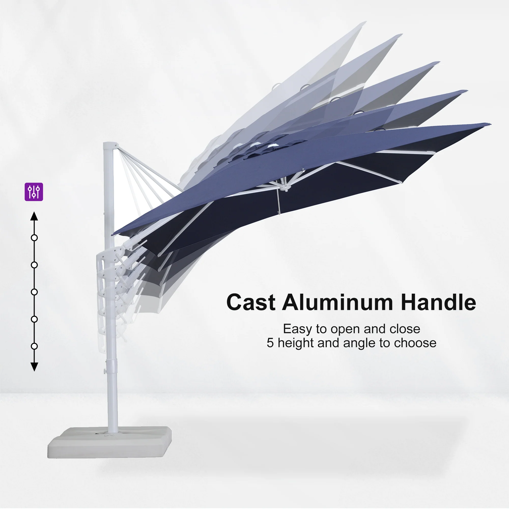 PURPLE LEAF Best White Patio Rotating Umbrella Swivel Outdoor Umbrellas - Image 51