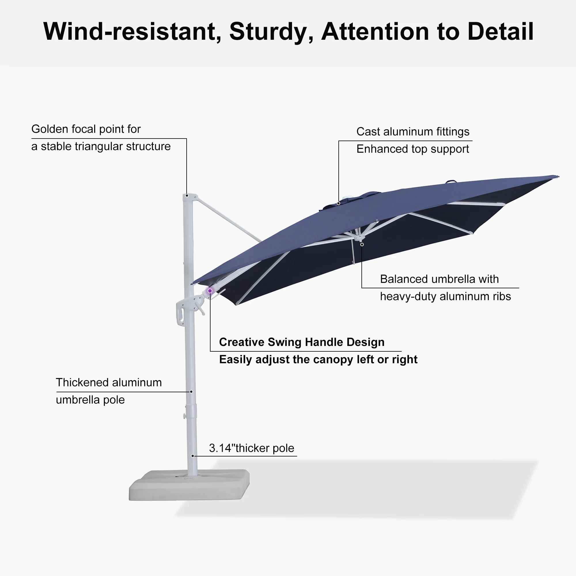 PURPLE LEAF Best White Patio Rotating Umbrella Swivel Outdoor Umbrellas - Image 55