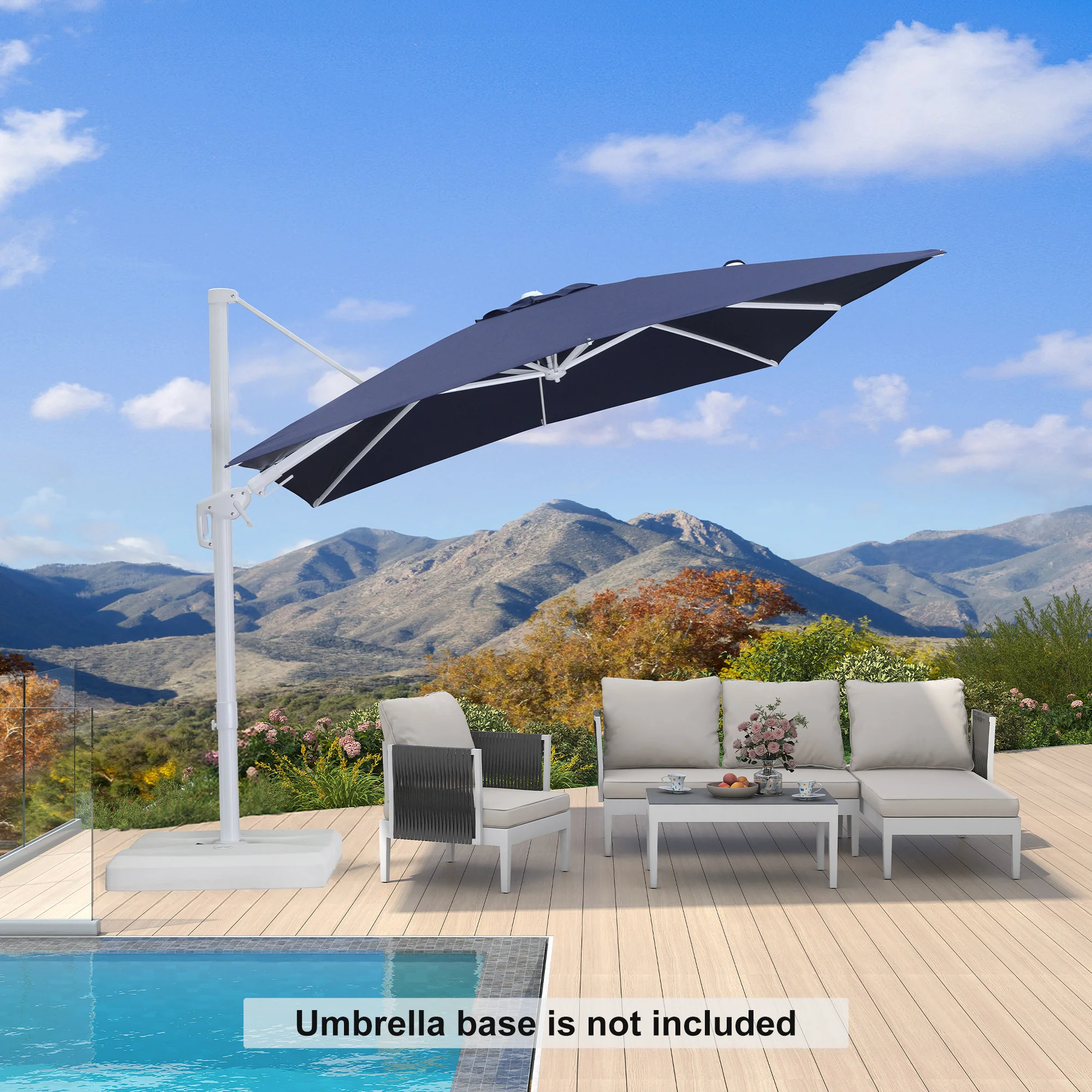 PURPLE LEAF Best White Patio Rotating Umbrella Swivel Outdoor Umbrellas - Image 57