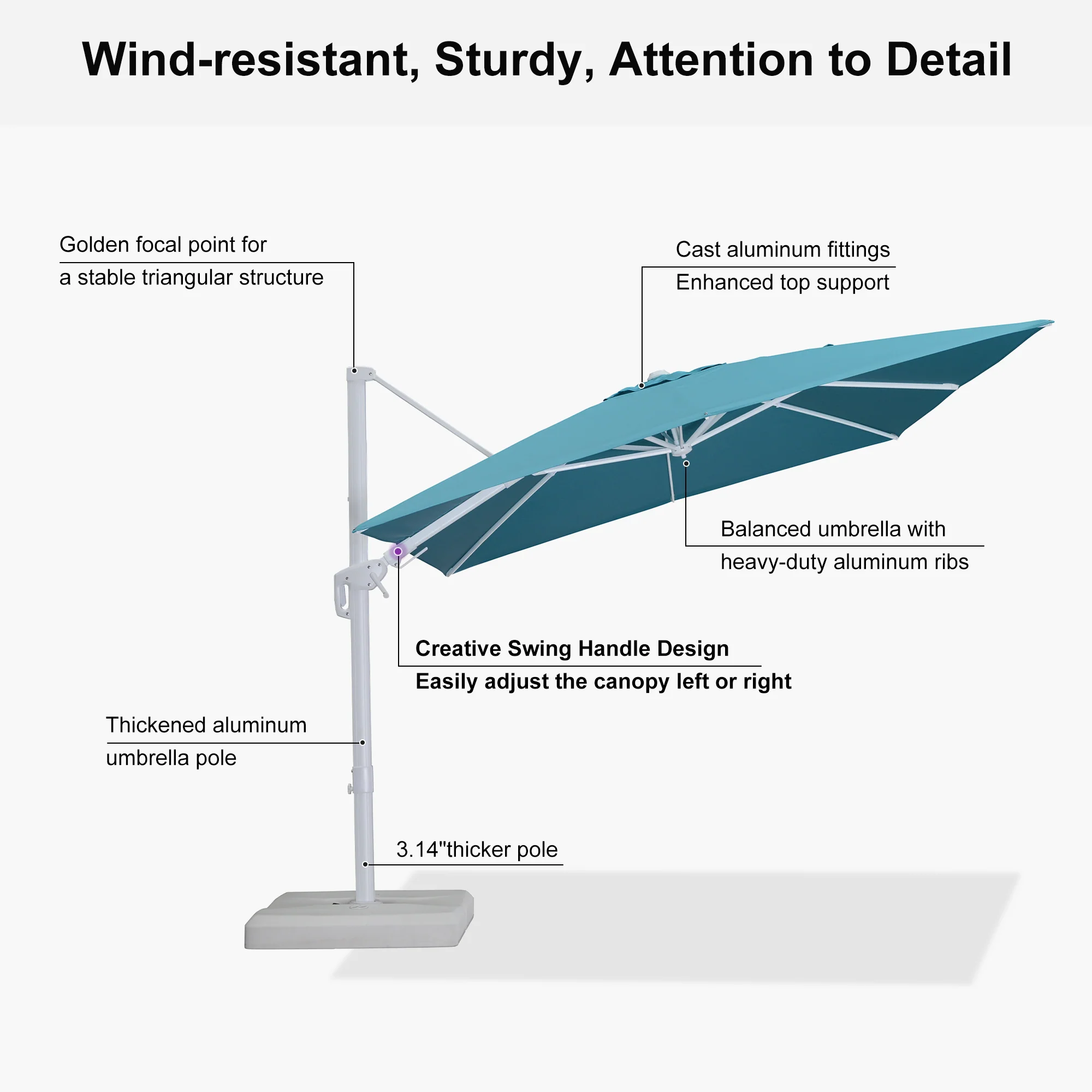 PURPLE LEAF Best White Patio Rotating Umbrella Swivel Outdoor Umbrellas - Image 63