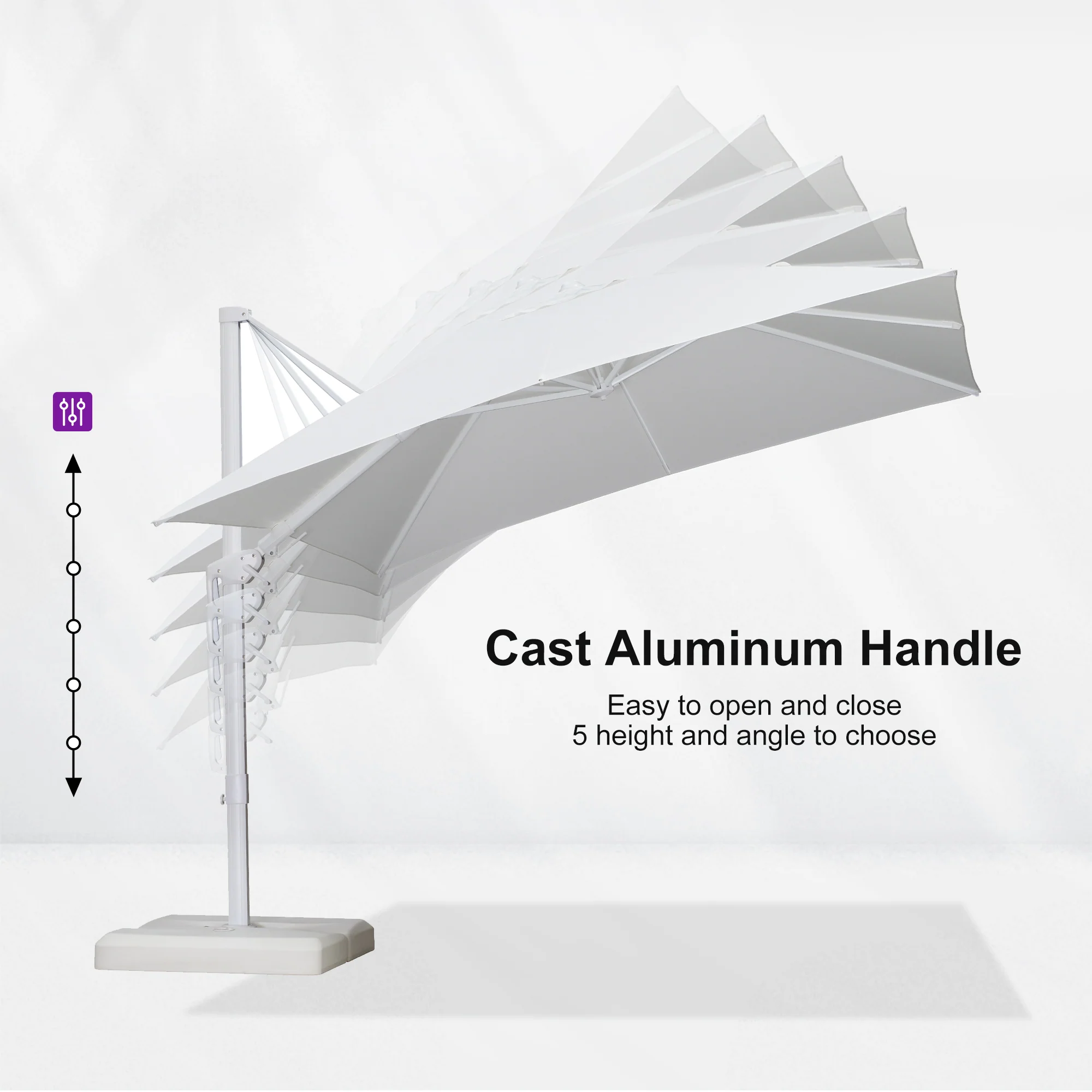 PURPLE LEAF Best White Patio Rotating Umbrella Swivel Outdoor Umbrellas - Image 67