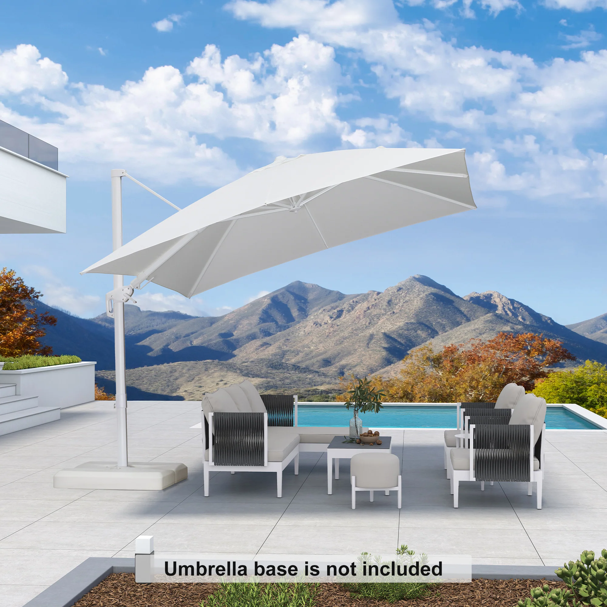 PURPLE LEAF Best White Patio Rotating Umbrella Swivel Outdoor Umbrellas - Image 73