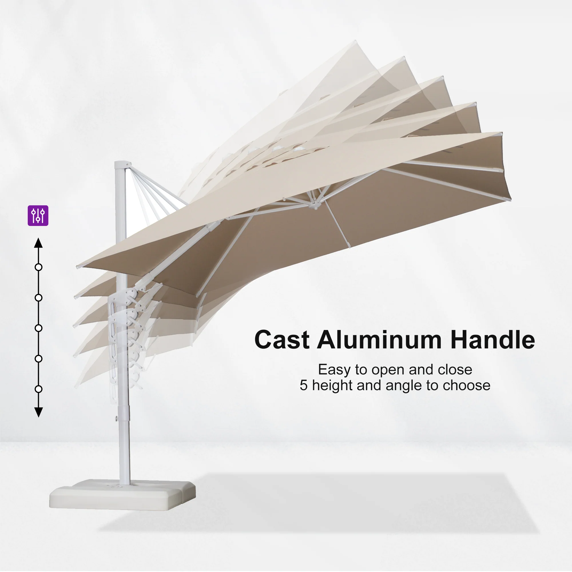 PURPLE LEAF Best White Patio Rotating Umbrella Swivel Outdoor Umbrellas - Image 75