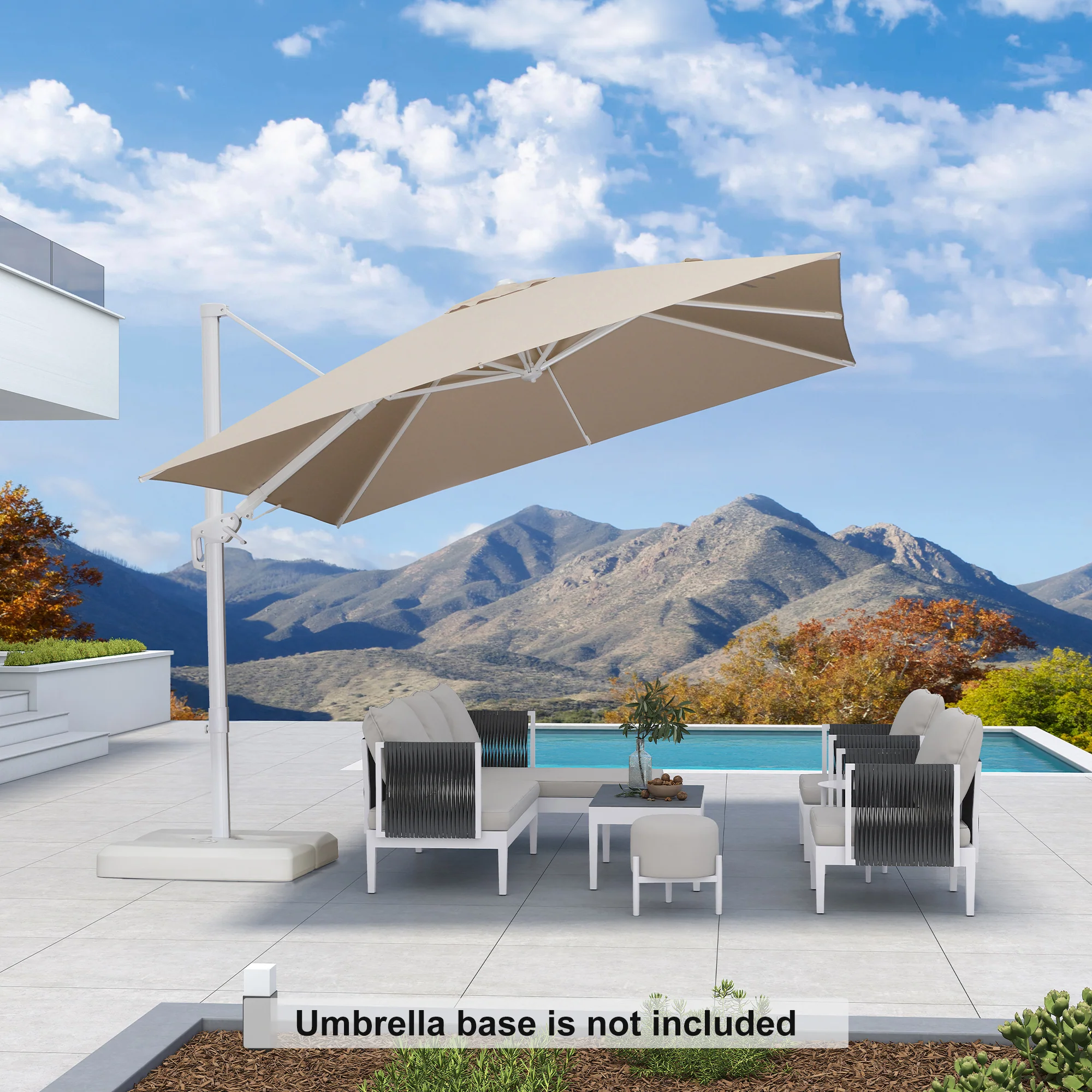 PURPLE LEAF Best White Patio Rotating Umbrella Swivel Outdoor Umbrellas - Image 81