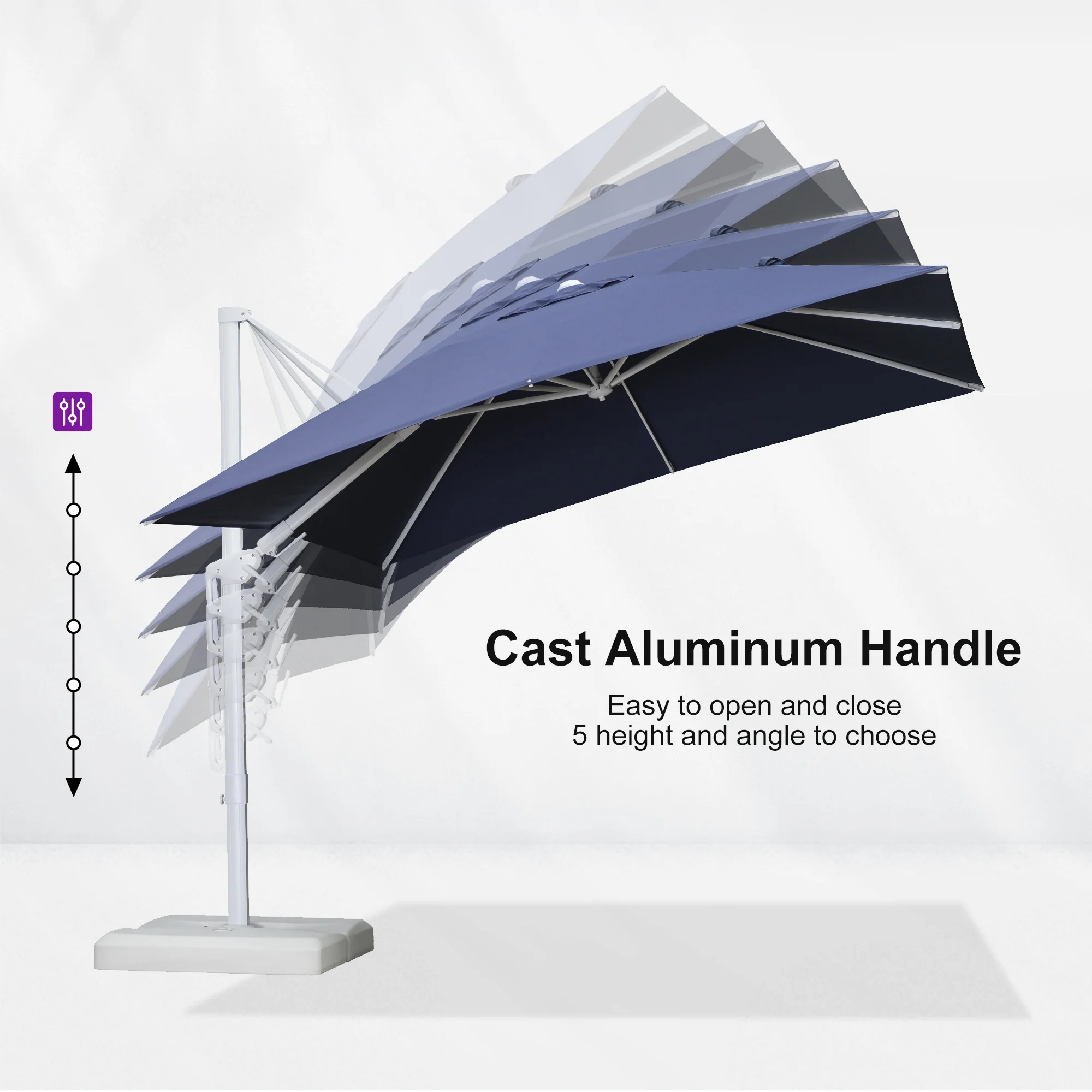PURPLE LEAF Best White Patio Rotating Umbrella Swivel Outdoor Umbrellas - Image 83