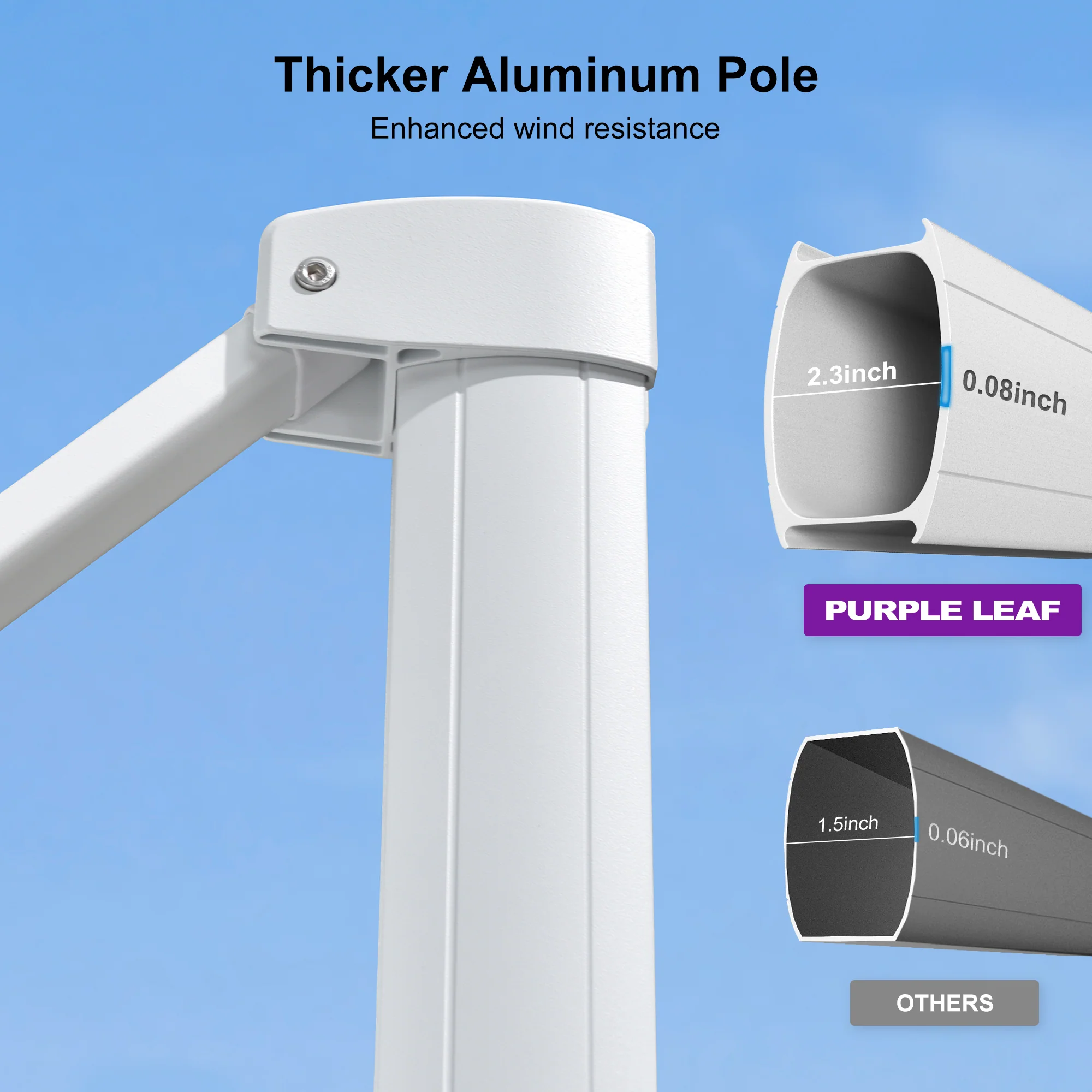 PURPLE LEAF Best White Patio Rotating Umbrella Swivel Outdoor Umbrellas - Image 84