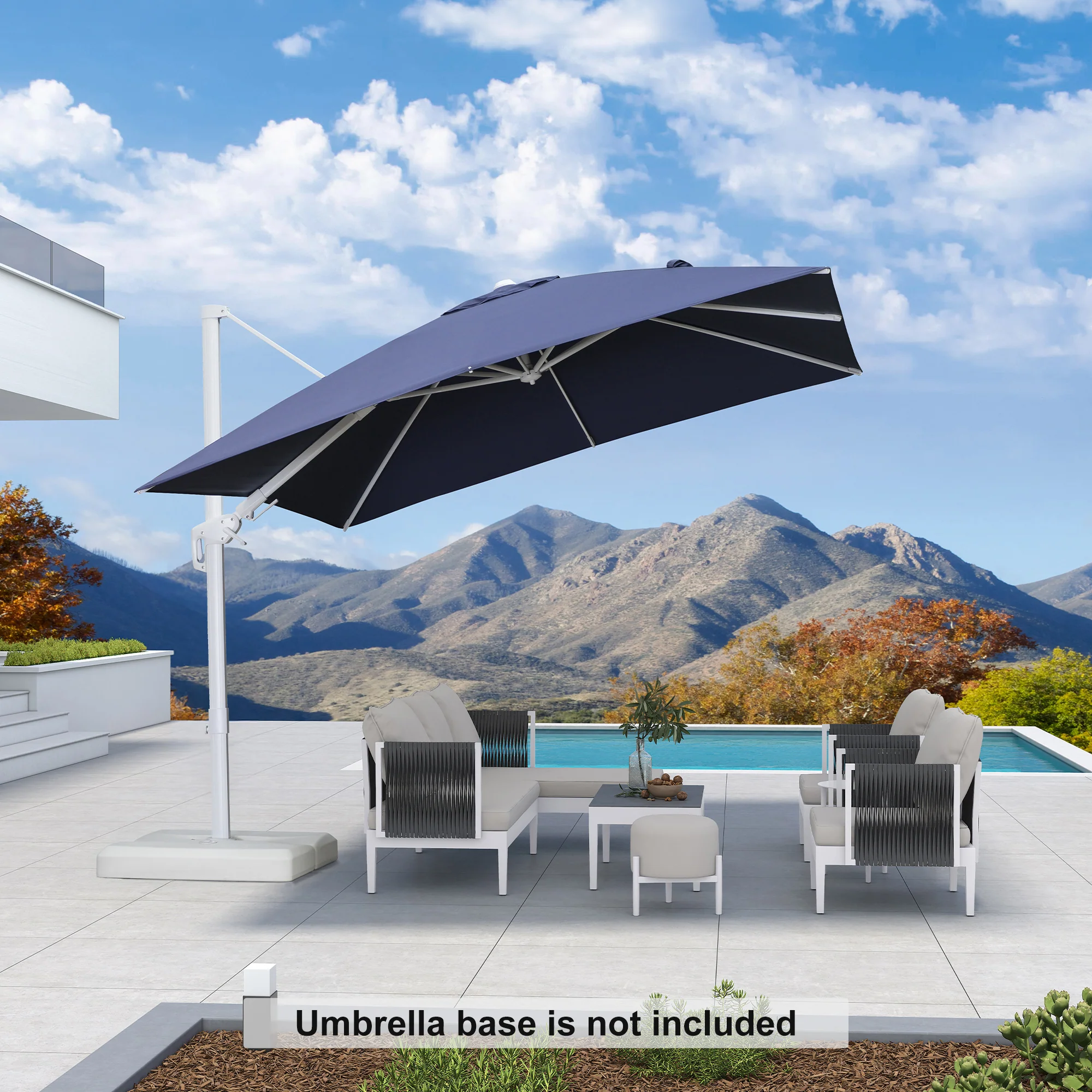 PURPLE LEAF Best White Patio Rotating Umbrella Swivel Outdoor Umbrellas - Image 89