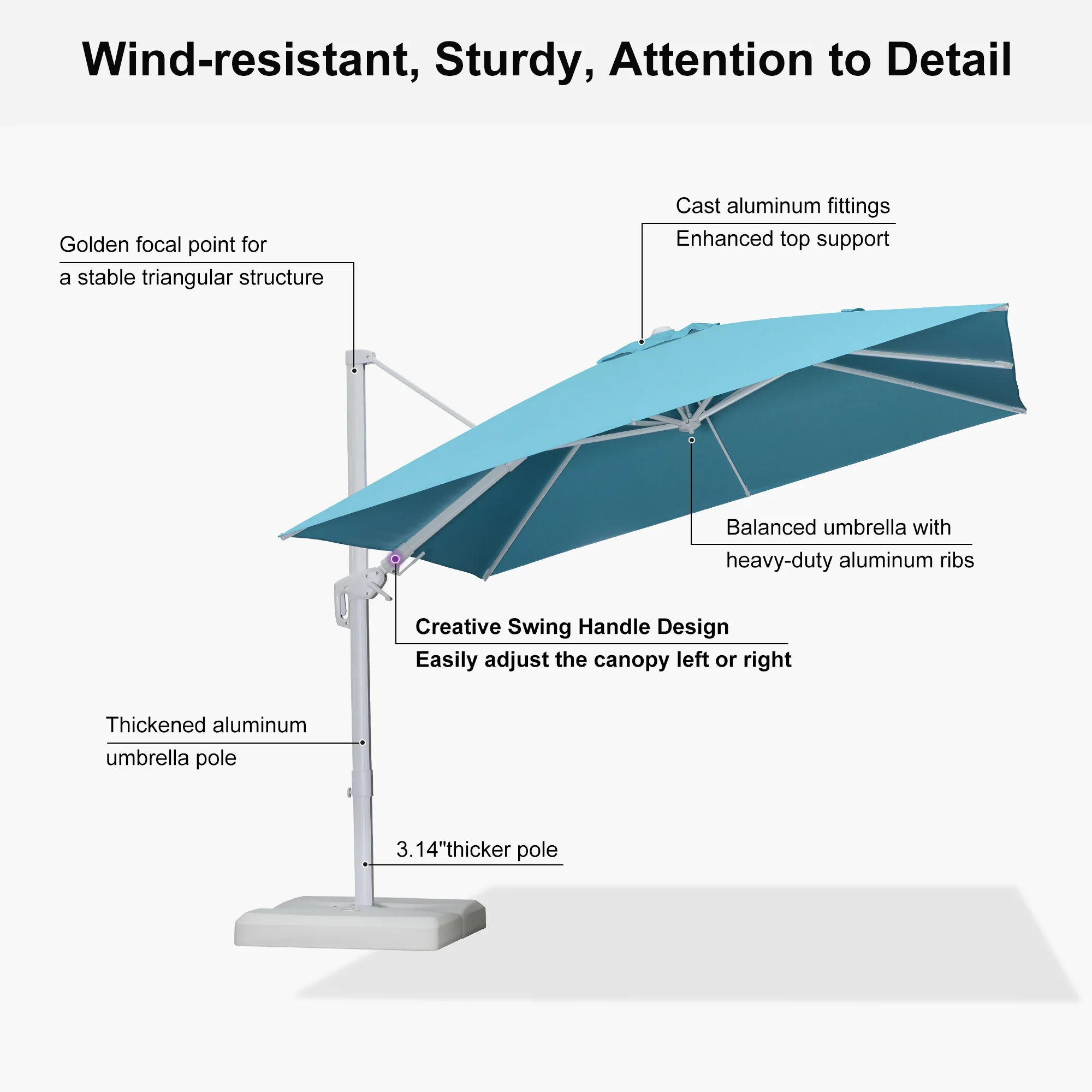 PURPLE LEAF Best White Patio Rotating Umbrella Swivel Outdoor Umbrellas - Image 95