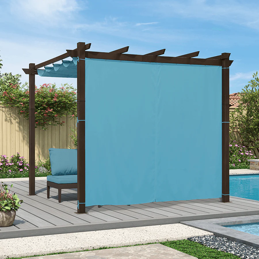 PURPLE LEAF Bronze Pergola Outdoor Retractable Metal Pergola with Canopy with Shade Cover With Curtains - Image 121