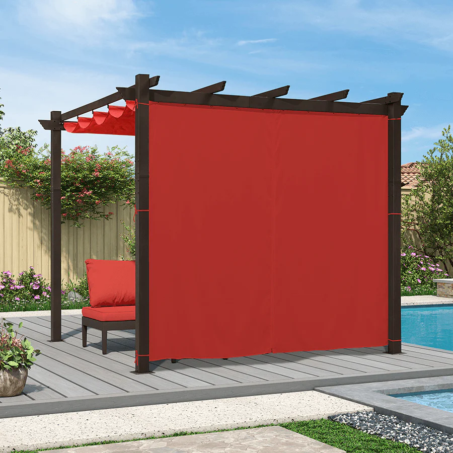 PURPLE LEAF Bronze Pergola Outdoor Retractable Metal Pergola with Canopy with Shade Cover With Curtains - Image 122