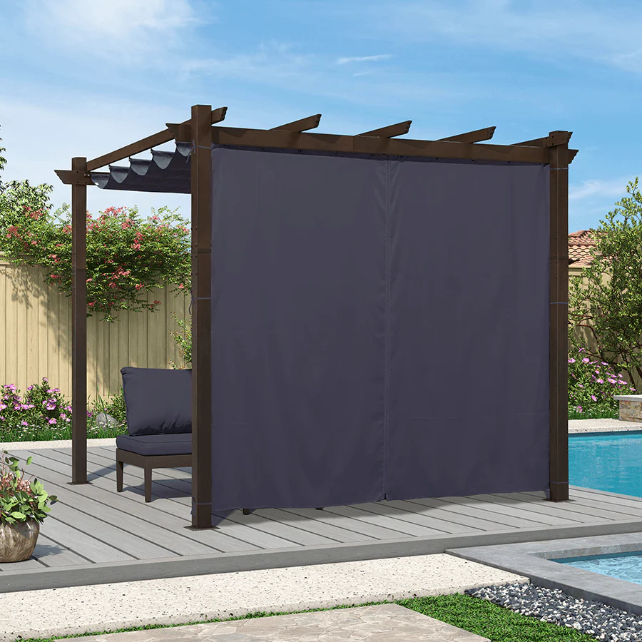 PURPLE LEAF Bronze Pergola Outdoor Retractable Metal Pergola with Canopy with Shade Cover With Curtains - Image 125
