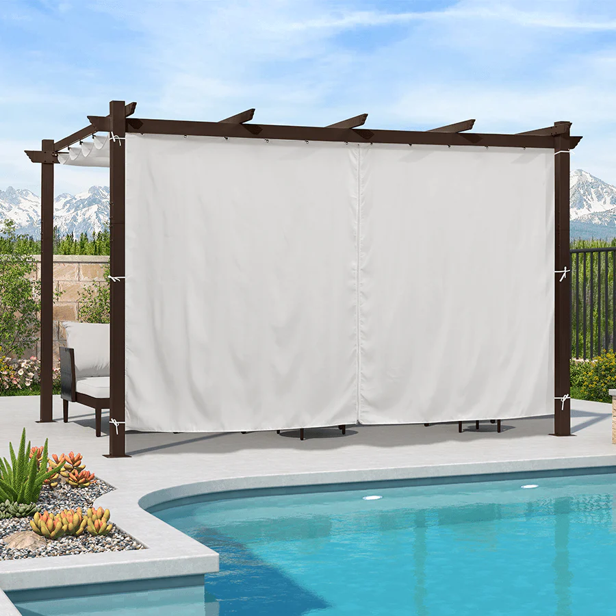 PURPLE LEAF Bronze Pergola Outdoor Retractable Metal Pergola with Canopy with Shade Cover With Curtains - Image 131