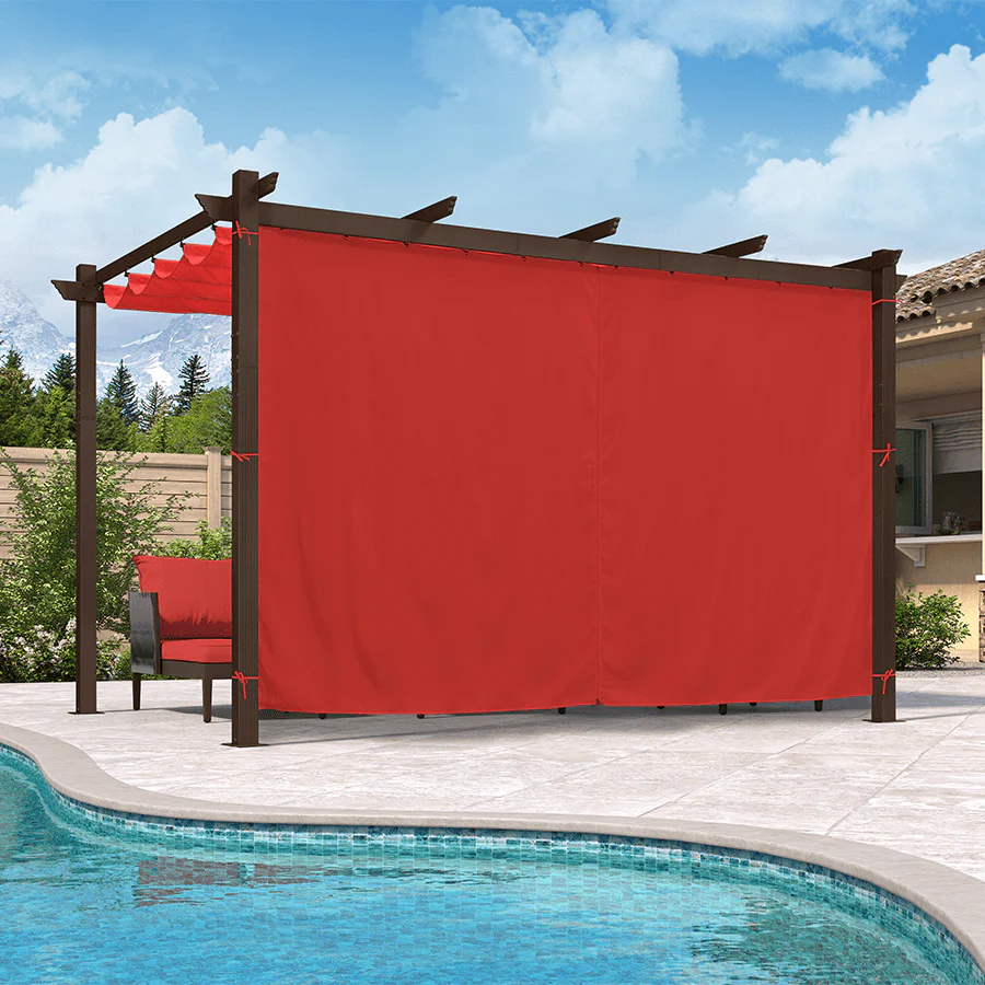 PURPLE LEAF Bronze Pergola Outdoor Retractable Metal Pergola with Canopy with Shade Cover With Curtains - Image 132