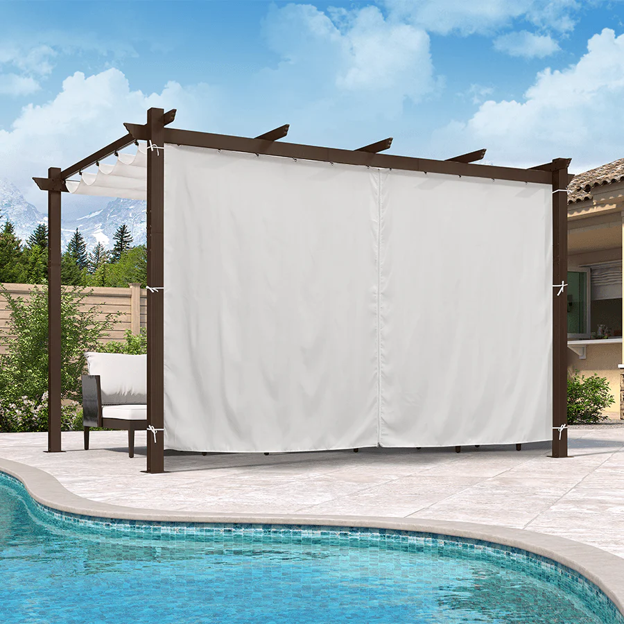 PURPLE LEAF Bronze Pergola Outdoor Retractable Metal Pergola with Canopy with Shade Cover With Curtains - Image 133