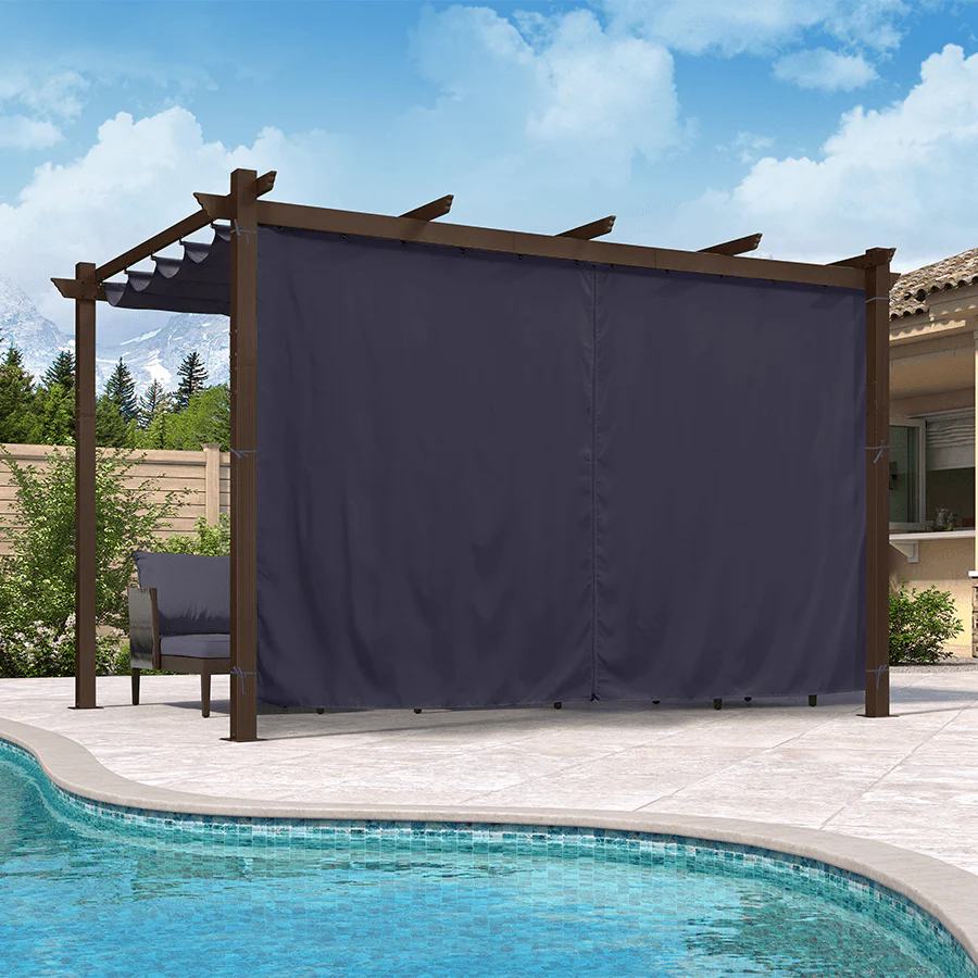 PURPLE LEAF Bronze Pergola Outdoor Retractable Metal Pergola with Canopy with Shade Cover With Curtains - Image 134