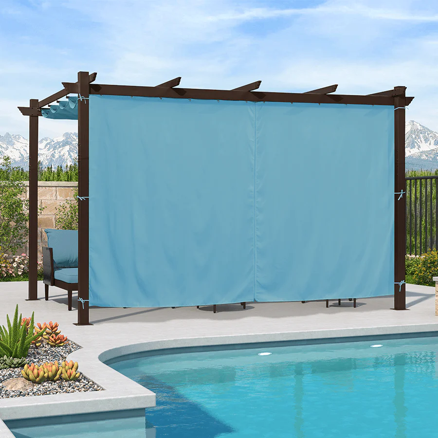 PURPLE LEAF Bronze Pergola Outdoor Retractable Metal Pergola with Canopy with Shade Cover With Curtains - Image 138