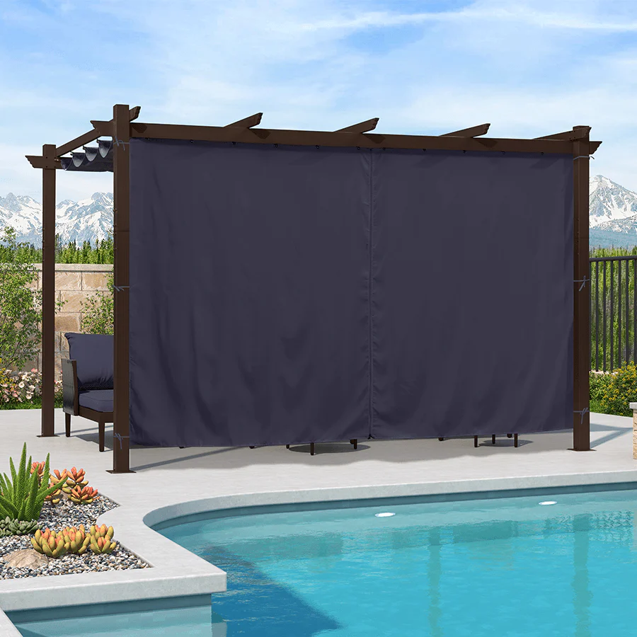 PURPLE LEAF Bronze Pergola Outdoor Retractable Metal Pergola with Canopy with Shade Cover With Curtains - Image 140