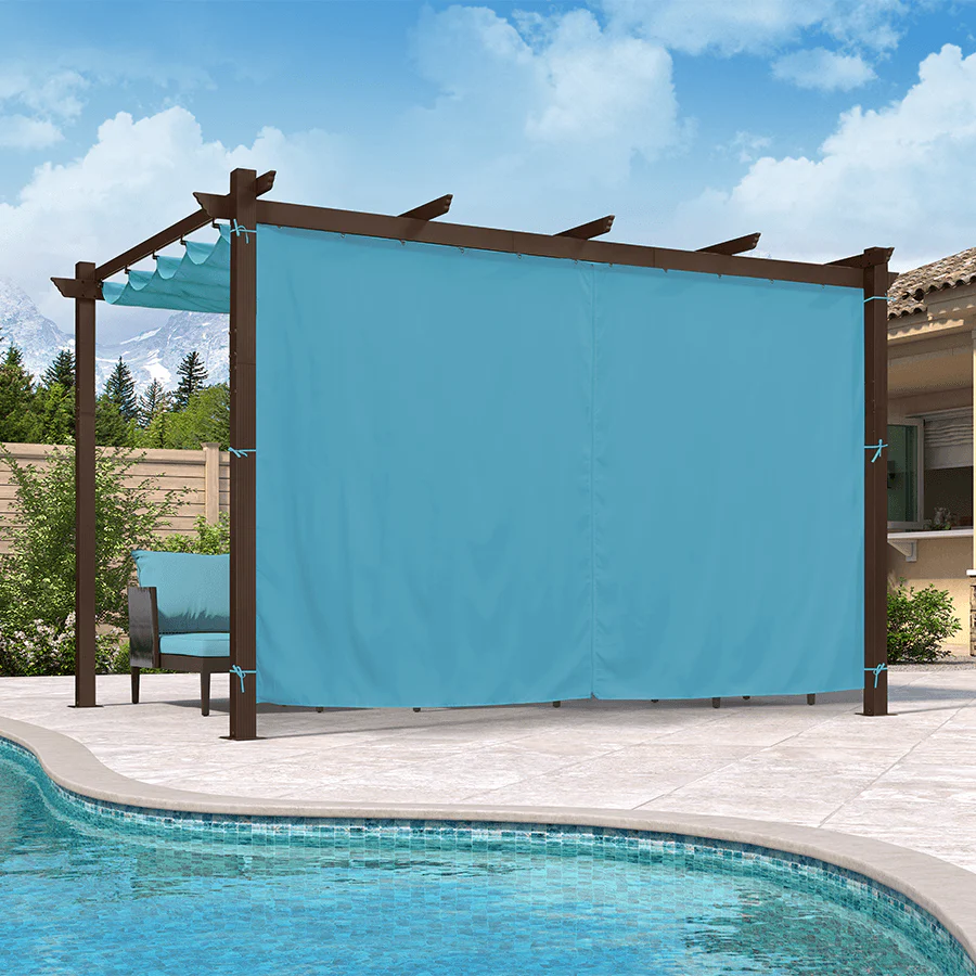 PURPLE LEAF Bronze Pergola Outdoor Retractable Metal Pergola with Canopy with Shade Cover With Curtains - Image 144