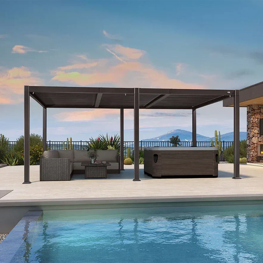 PURPLE LEAF Caesar Solar Louvered Pergola with LED Strip Lights and Control Panel Aluminum Outdoor Pergola with Adjustable Roof for Patio Deck Garden Yard Bronze - Image 15