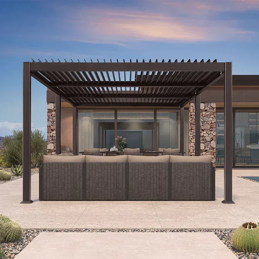 PURPLE LEAF Caesar Solar Louvered Pergola with LED Strip Lights and Control Panel Aluminum Outdoor Pergola with Adjustable Roof for Patio Deck Garden Yard Bronze - Image 16