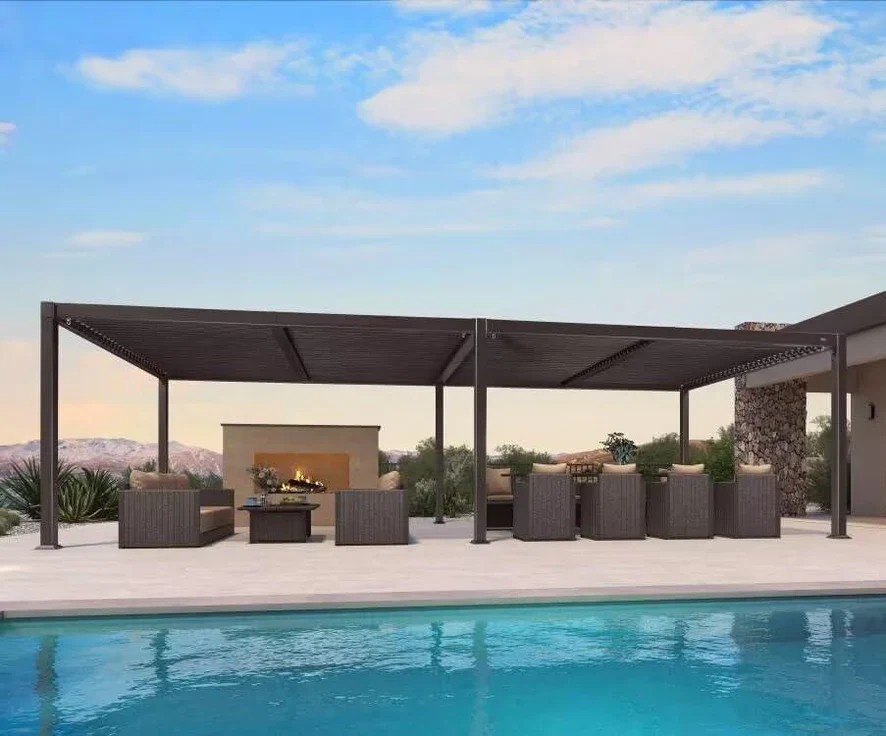 PURPLE LEAF Caesar Solar Louvered Pergola with LED Strip Lights and Control Panel Aluminum Outdoor Pergola with Adjustable Roof for Patio Deck Garden Yard Bronze - Image 18