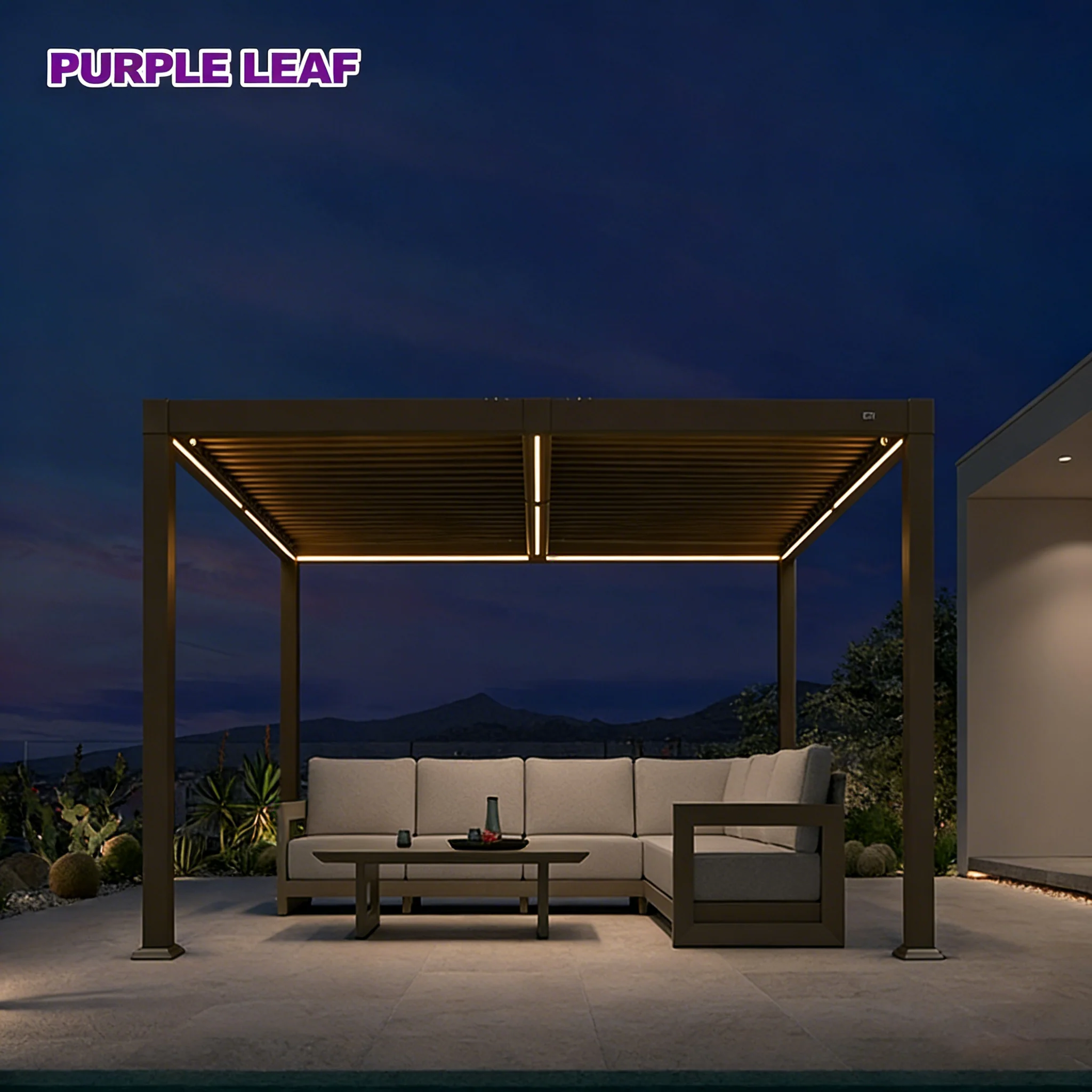 PURPLE LEAF Caesar Solar Louvered Pergola with LED Strip Lights and Control Panel Aluminum Outdoor Pergola with Adjustable Roof for Patio Deck Garden Yard Bronze - Image 19