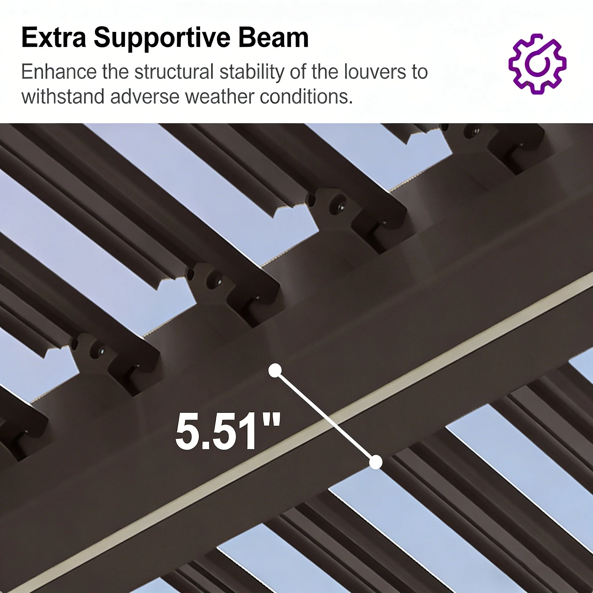 PURPLE LEAF Caesar Solar Louvered Pergola with LED Strip Lights and Control Panel Aluminum Outdoor Pergola with Adjustable Roof for Patio Deck Garden Yard Bronze - Image 4